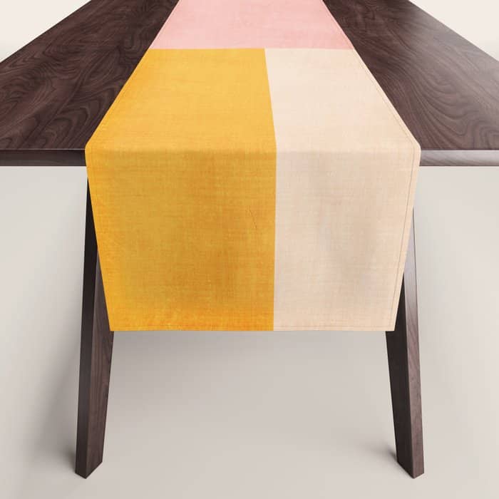 Pastel Tones Colorful Geometric Modern Artwork Table Runner