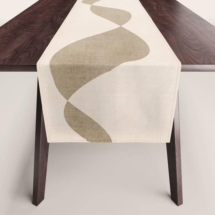 Neutral Soft Tones Modern Lines Artworks Table Runner