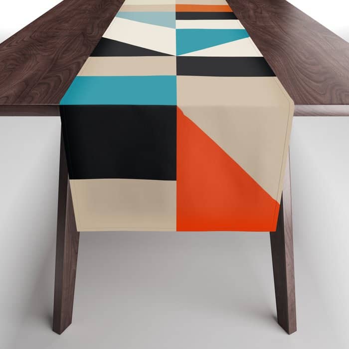 Modern Abstract Geometric Bold Colorful Artwork Table Runner