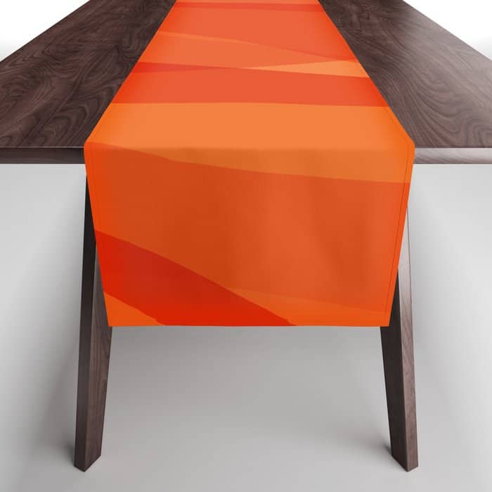 Modern Abstract Shapes In Orange Table Runner