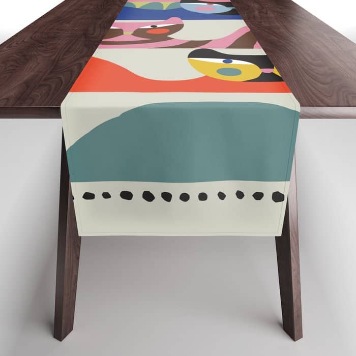 Mid Century Modern Retro Cats Table Runner