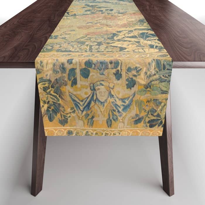 Antique 17th Century Gamepark French Aubusson Tapestry Table Runner