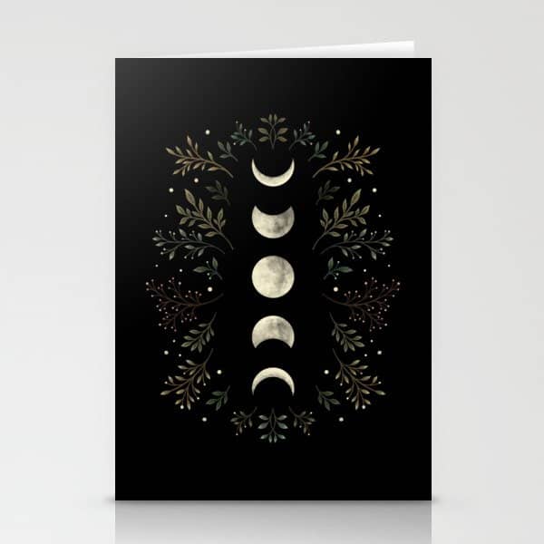 Moonlight Garden - Olive Green Stationery Card