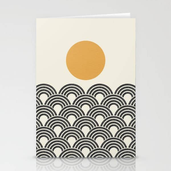 Sun And Wave - Oriental Pattern Stationery Card