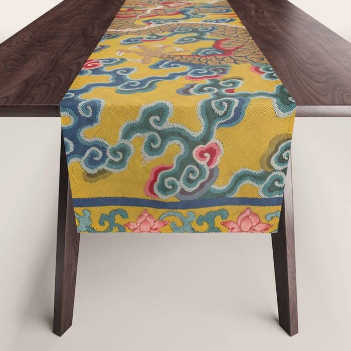 Chinese Dragon Wrapper For The Tapestry Scroll Mingling Of Clear And Muddy Water At The Junction Of The Jing And Wei Rivers  Table Runner