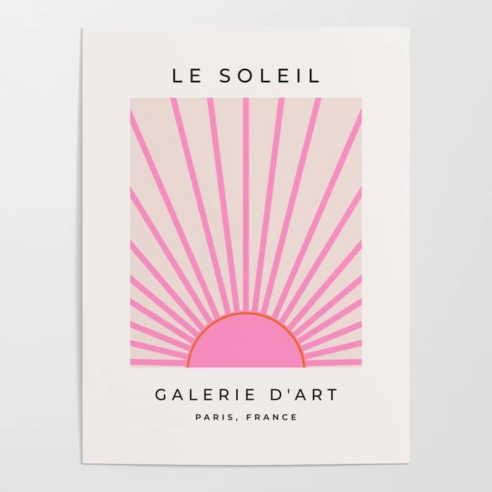 Le Soleil | 01 - Retro Sun Print Pink Aesthetic Preppy Decor Modern Abstract Sunshine Poster