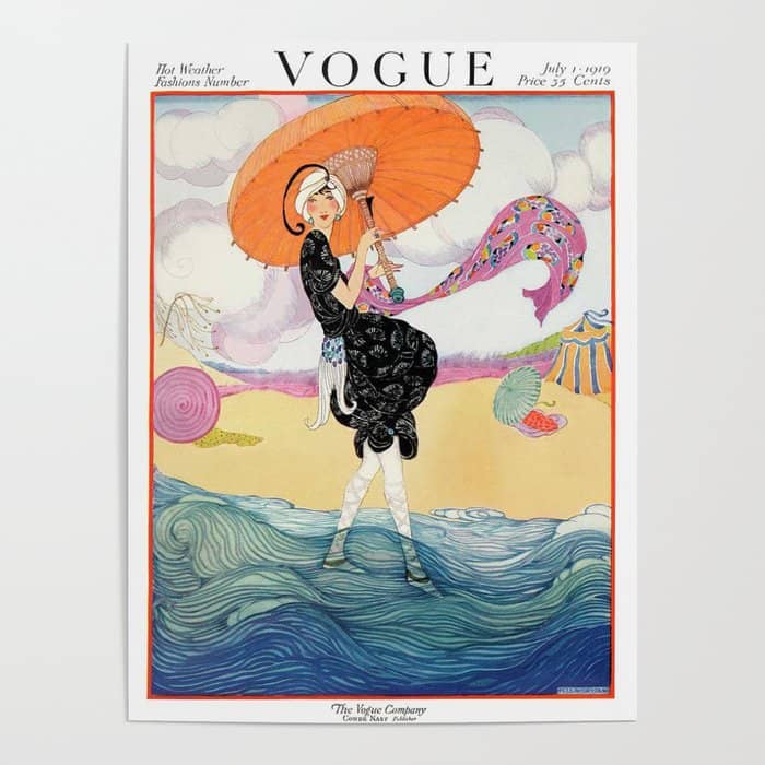 Vintage Magazine Cover - Motherhood On A Windy Beach Poster