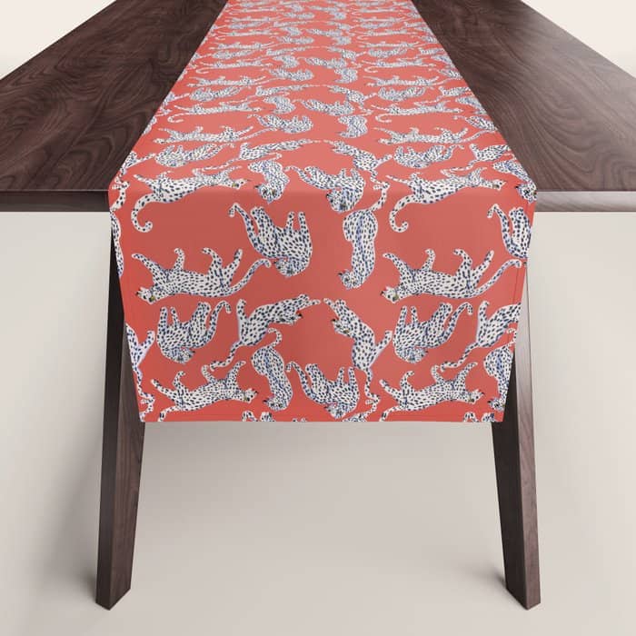 Fashionable White Leopards  Table Runner