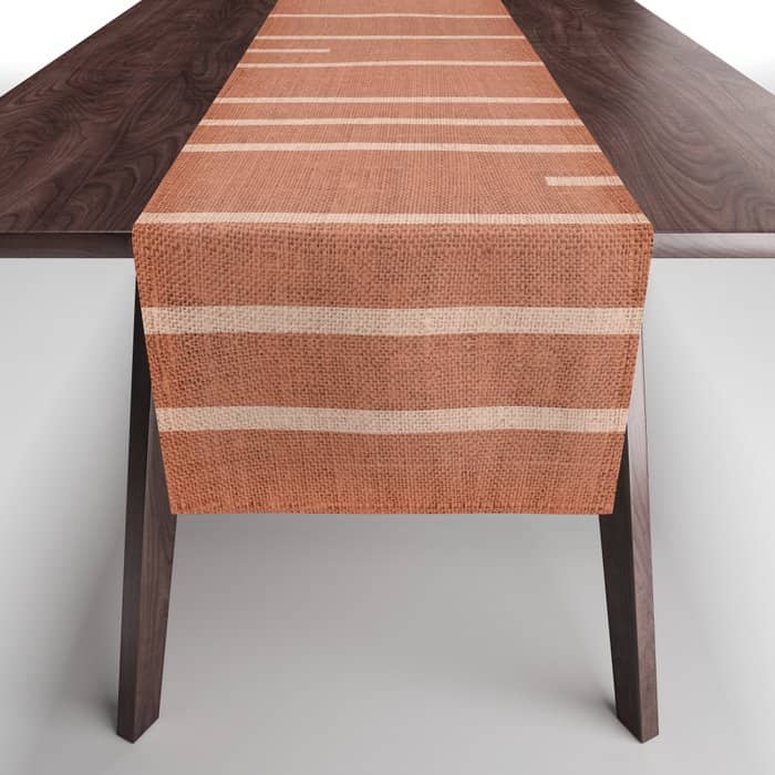 Geometric Art, Colorful Stripes, Terracotta Table Runner