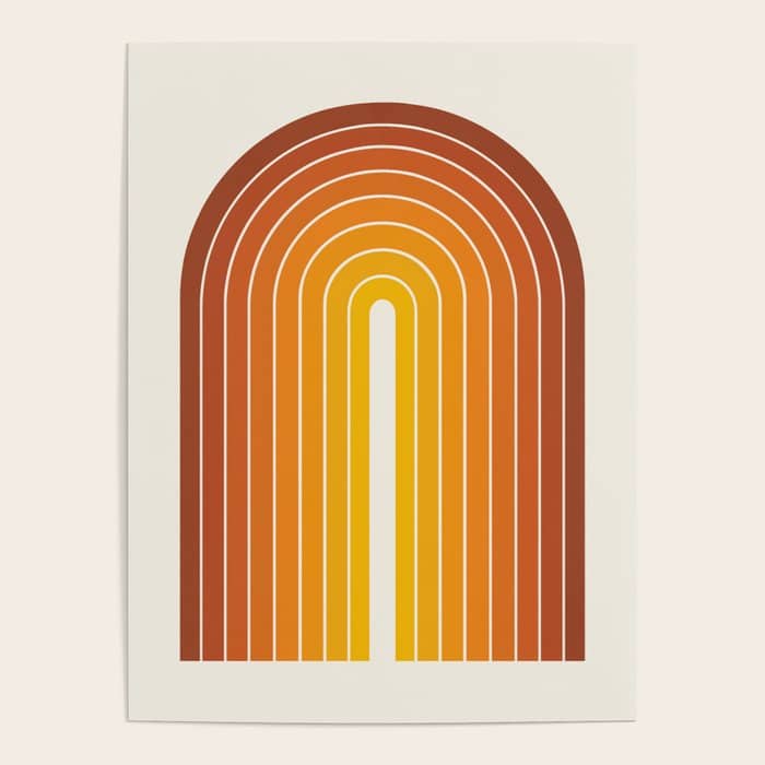 Gradient Arch Ix Retro Orange Mid Century Modern Rainbow Poster