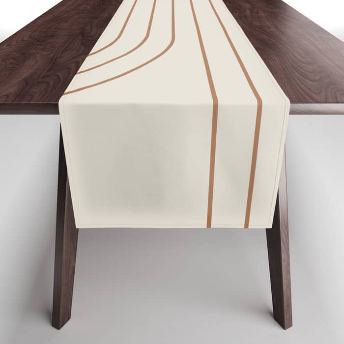 Minimal Line Curvature Vi Earthy Natural Mid Century Modern Arch Abstract Table Runner
