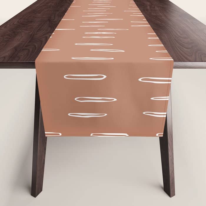 Boho Raindrops Abstract Pattern, Terracotta Table Runner