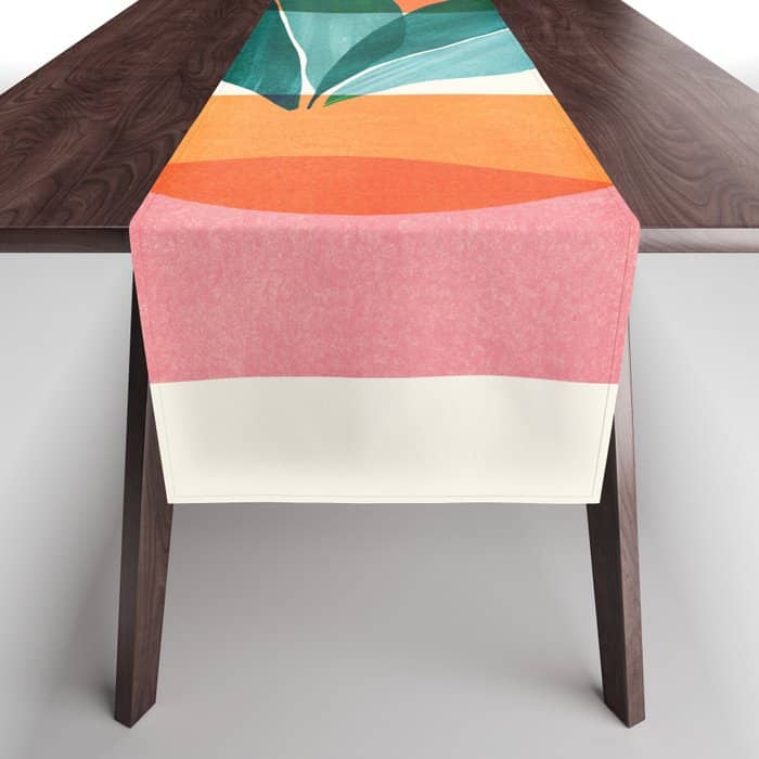 Nature Stack Teal And Orange Abstract Sunset Table Runner