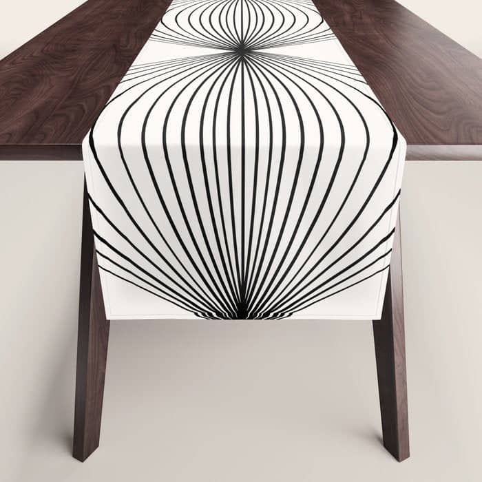 Geometric Orb Shapes - Black And White Table Runner