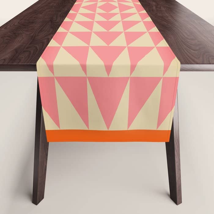 Bold Triangle Pattern In Pink And Orange Table Runner