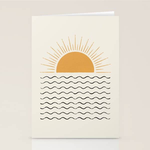 Sunrise Ocean -  Mid Century Modern Style Stationery Card