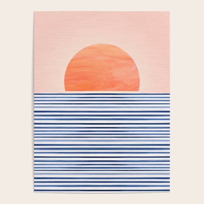 Summer Sunrise Minimal Abstract Landscape Poster