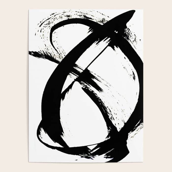Brushstroke 7: A Minimal, Abstract, Black And White Piece Poster