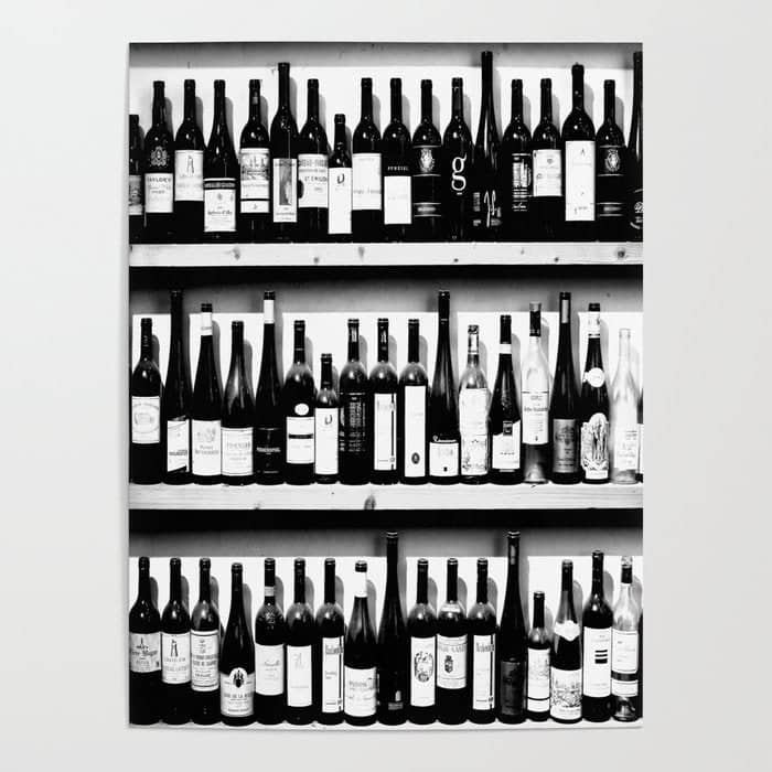 Wine Bottles In Black And White #Decor #Homestorie #Buyart Poster