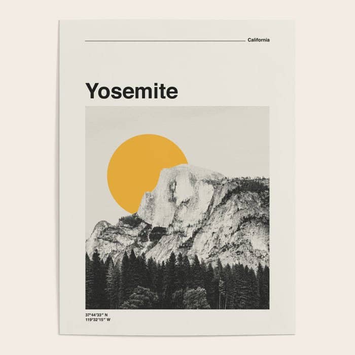 Retro Travel Poster, Yosemite National Park Collage Poster