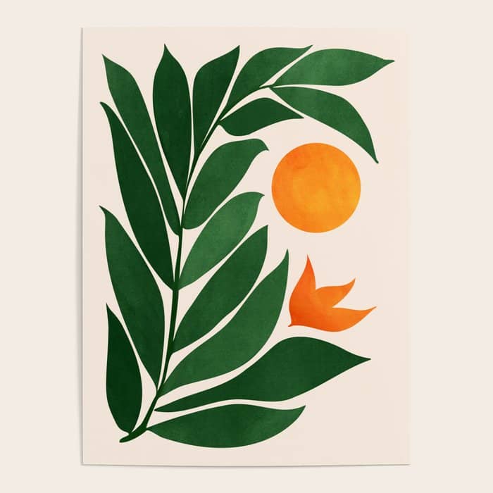 Tropical Forest Sunset / Mid Century Abstract Shapes Poster