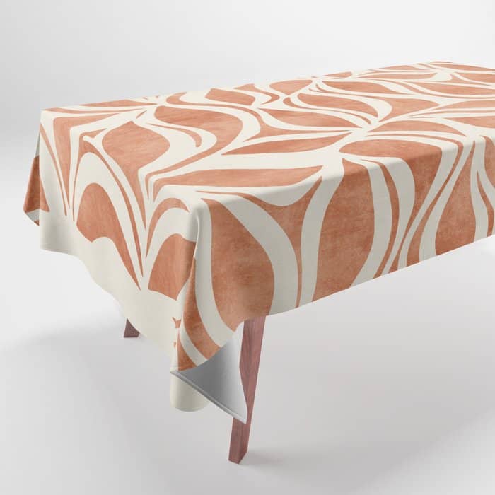 Terracotta Abstract Leaves Artwork Tablecloth