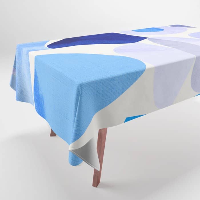 Mid Century Modern Organic Blue Tablecloth