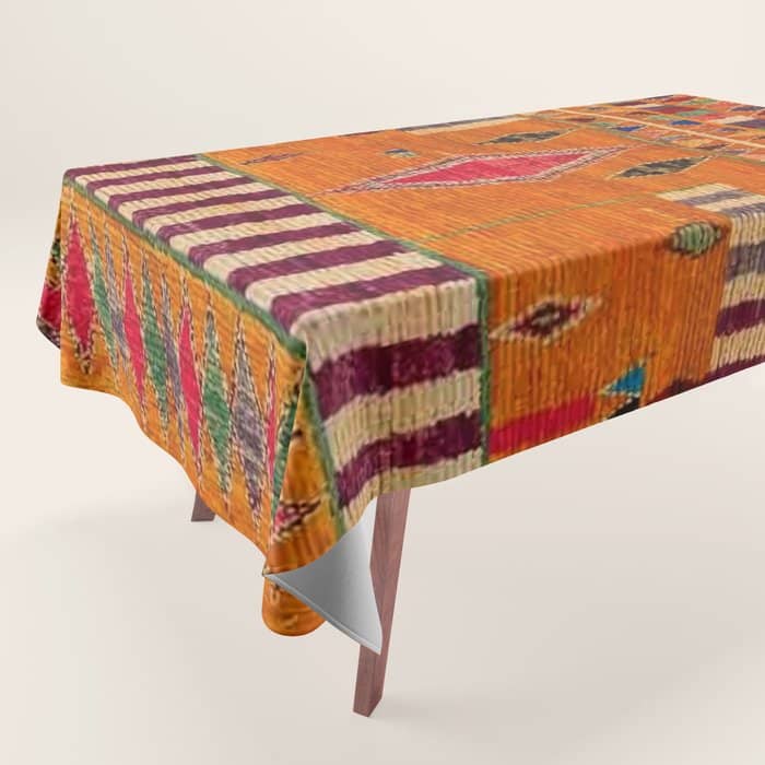 Orange Traditional Moroccan Design Tablecloth