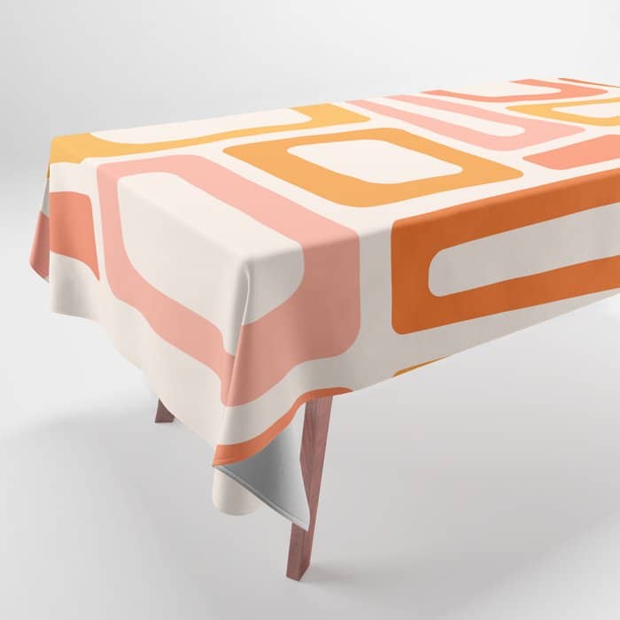 Mellow Mid Mod In Pink And Orange Tablecloth