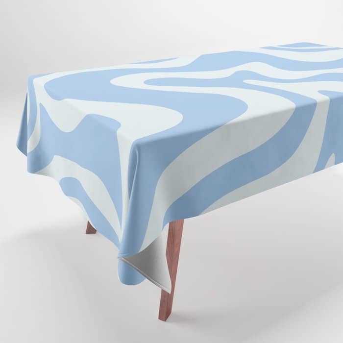 Retro Liquid Swirl Abstract Pattern In Powder Blue Tablecloth