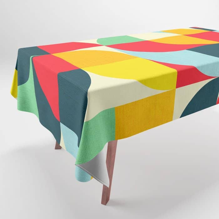 Mid Century Bauhaus Geometric Pattern Tablecloth