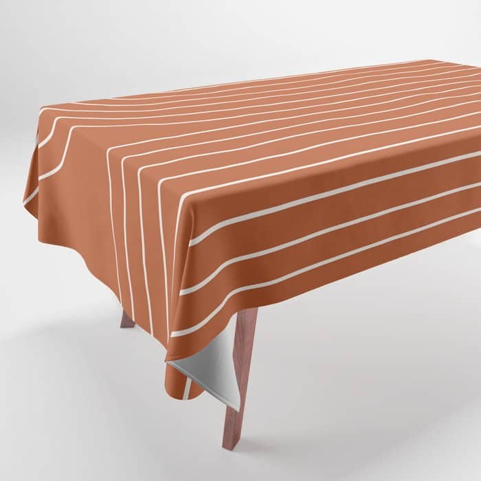 Minimal Line Curvature Ix Red Mid Century Modern Arch Abstract Tablecloth
