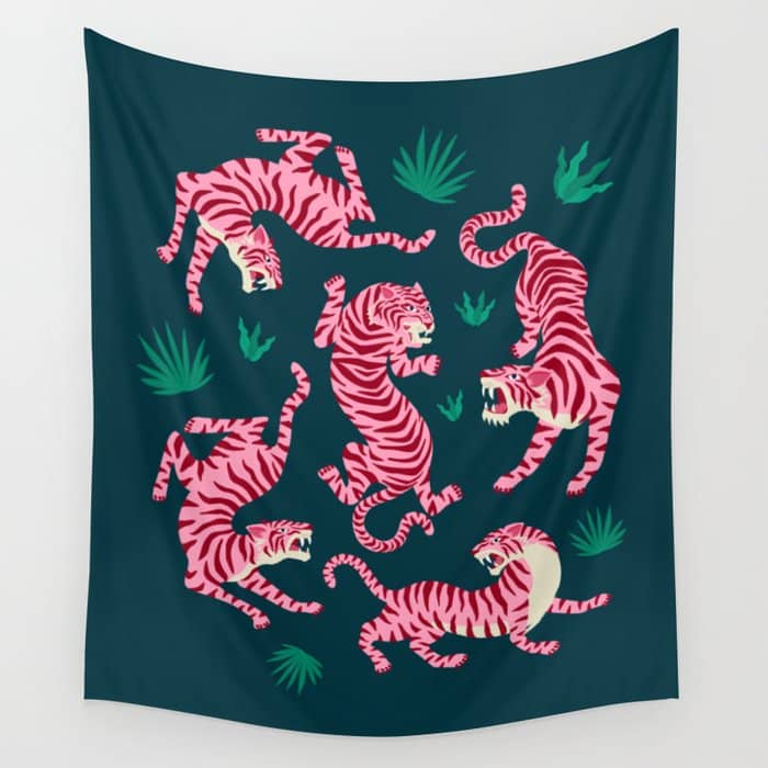 Night Race: Pink Tiger Edition Wall Tapestry
