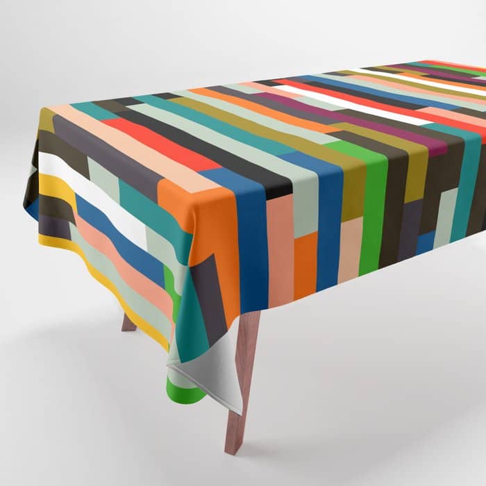 Mid Century Stripes Geometry Retro Tablecloth