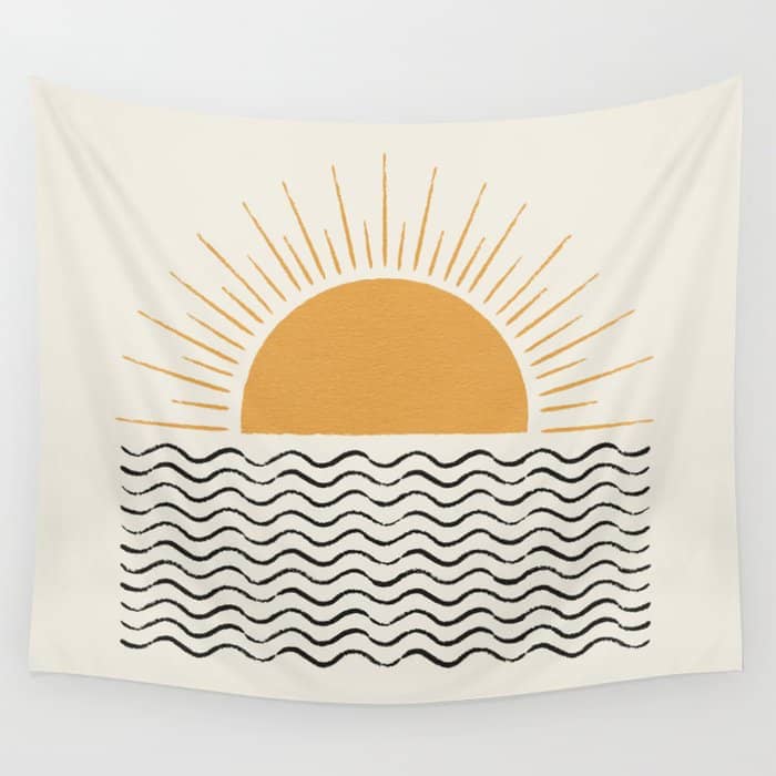 Sunrise Ocean -  Mid Century Modern Style Wall Tapestry