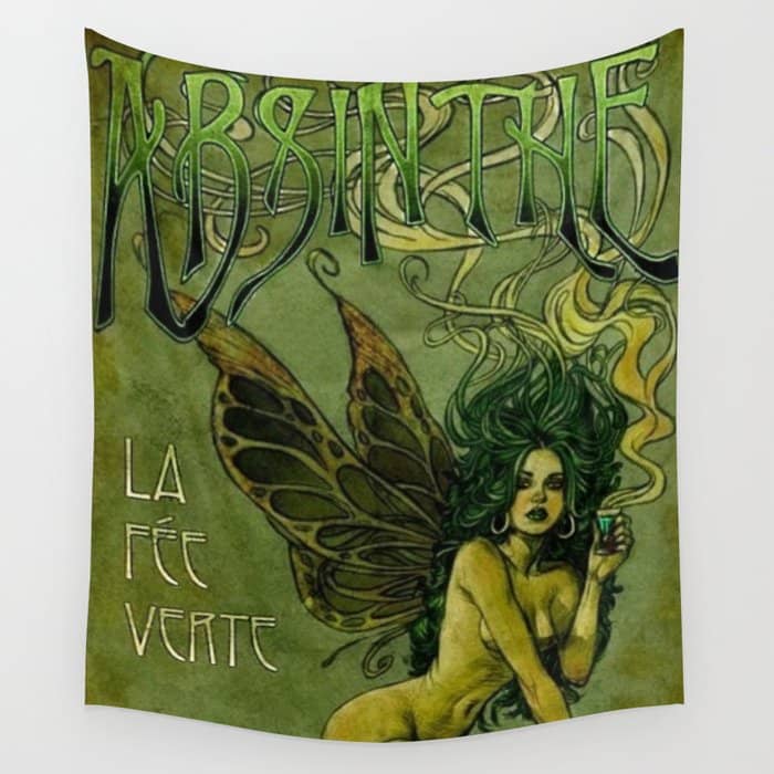 Vintage Parisian Green Fairy Absinthe Alcoholic Aperitif Advertisement Poster Wall Tapestry