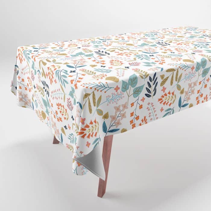 Botanical Harmony | Floral Vintage Plants Colorful Leaves | Autumn Spring Nature Bohemian Chic Tablecloth