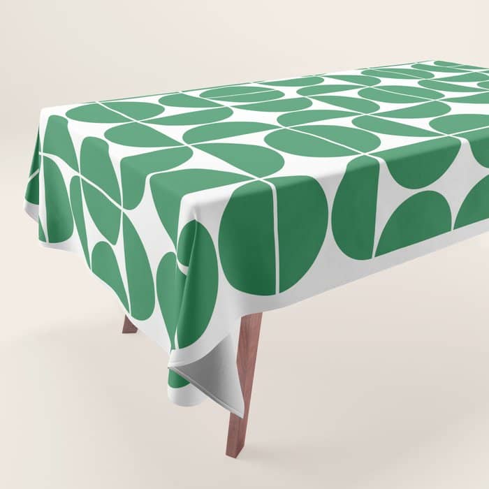 Mid Century Modern Geometric 04 Green Tablecloth
