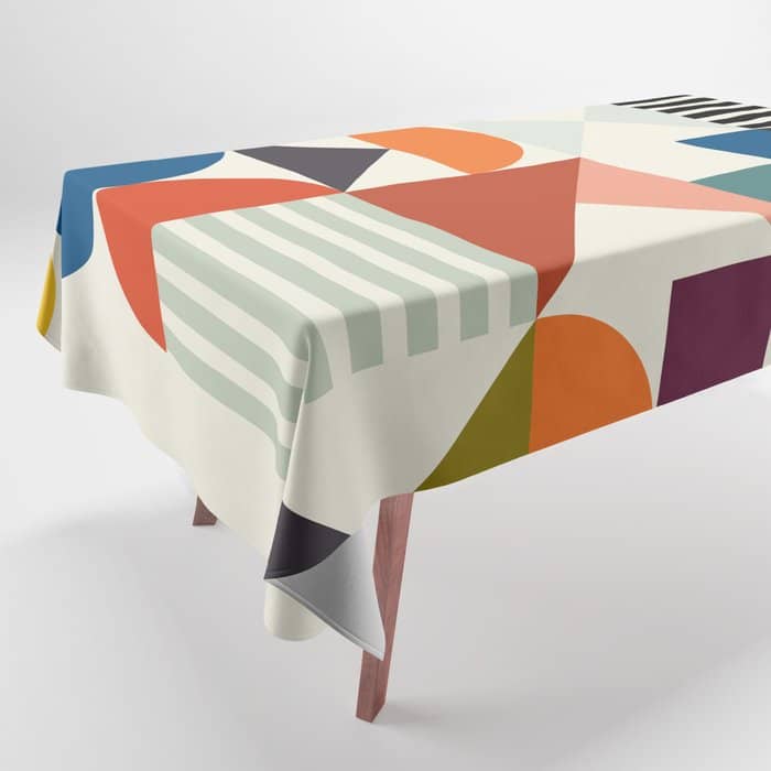 Mid Century Retro Shapes Geometric Tablecloth