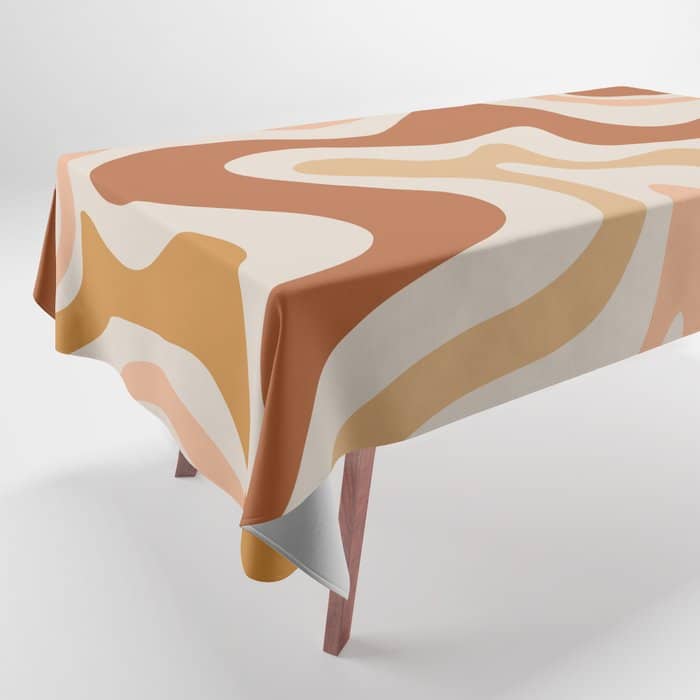 Liquid Swirl Abstract In Earth Tones Tablecloth
