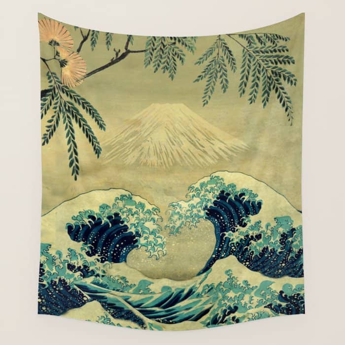 The Great Blue Embrace At Yama Wall Tapestry