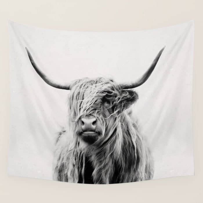 Portrait Of A Highland Cow Wall Tapestry