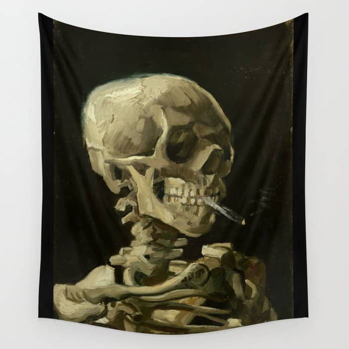 Vincent Van Gogh - Skull Of A Skeleton With Burning Cigarette Wall Tapestry