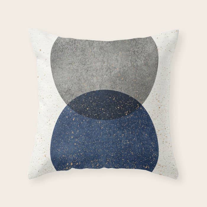 Circle Abstract - Grey Navy Texture Throw Pillow