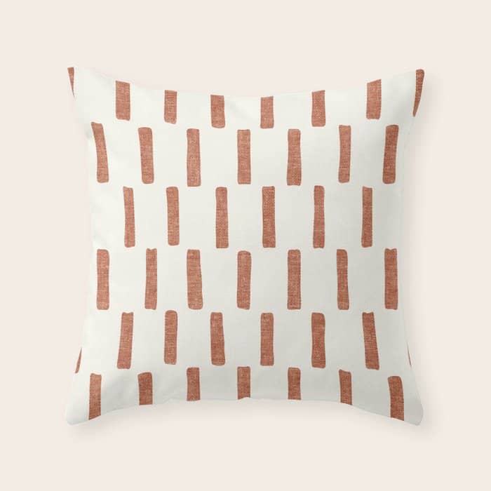 Block Print Dash - Terra Cotta Throw Pillow