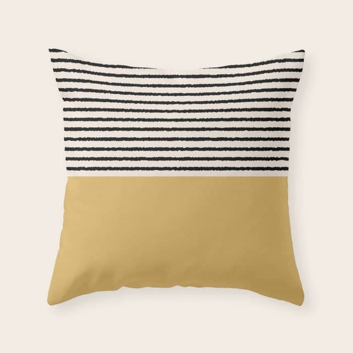 Texture - Black Stripes Gold Throw Pillow