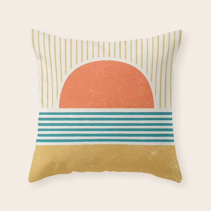 Sun Beach Stripes - Mid Century Modern Abstract Throw Pillow