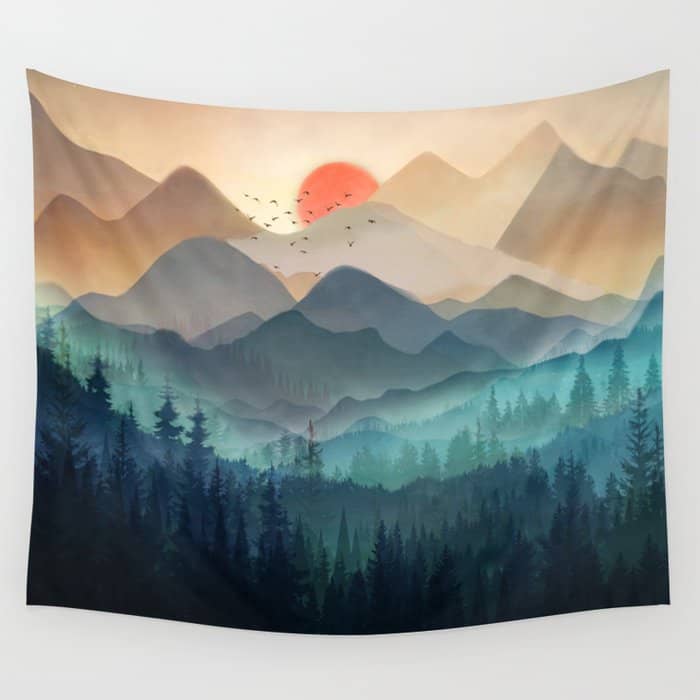 Wilderness Becomes Alive At Night Wall Tapestry