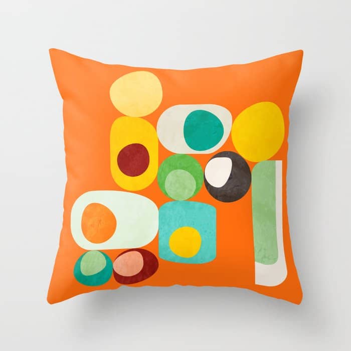Geometric Mid Century Modern Orange Shapes Throw Pillow