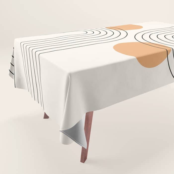 Mid Century Modern Geometric 61 (Rainbow And Sun Abstraction) Tablecloth